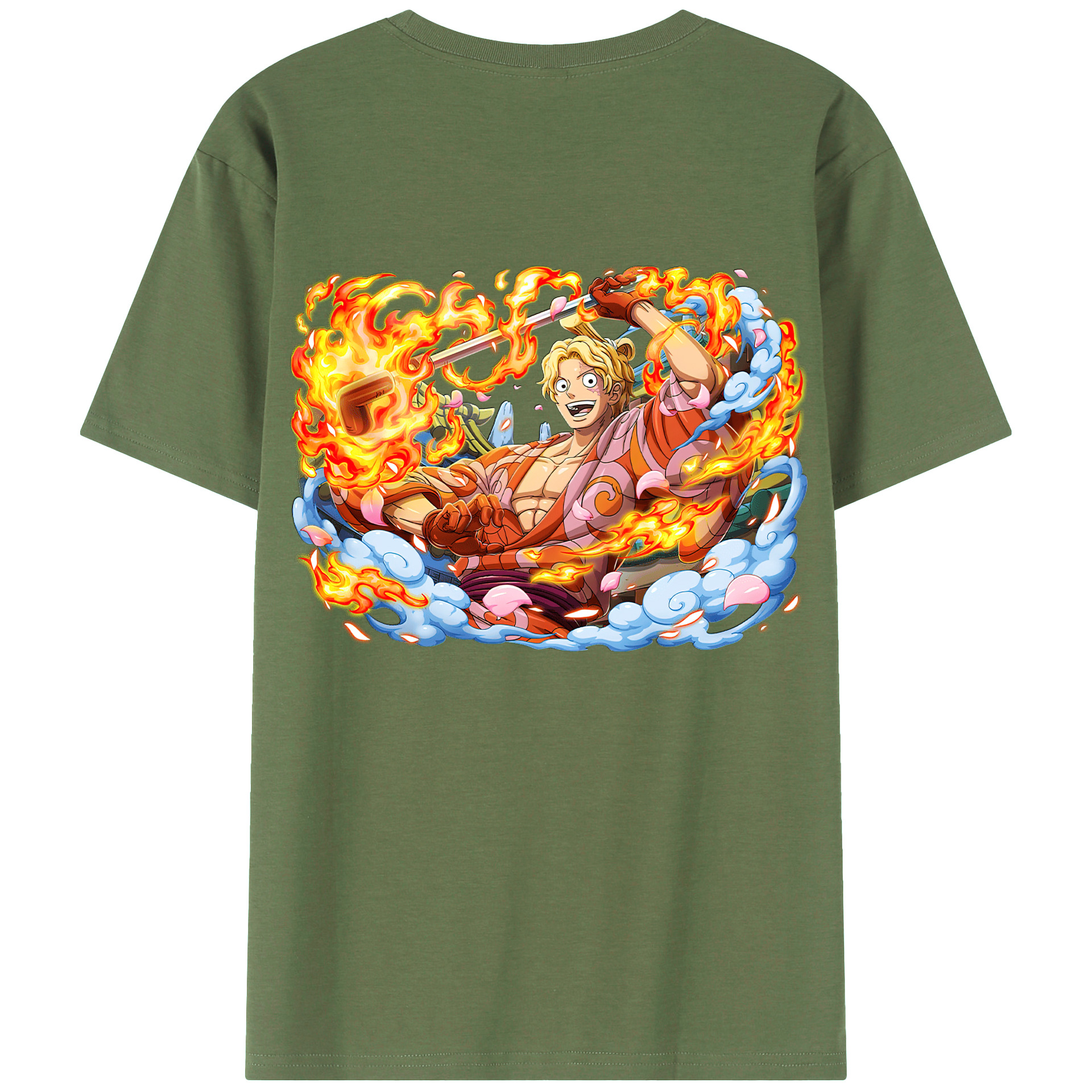 （画像用） ワンピース サンジ ONE PIECE Sanji 綿100％ メンズ半袖Tシャツ（バックプリント） 通気性
